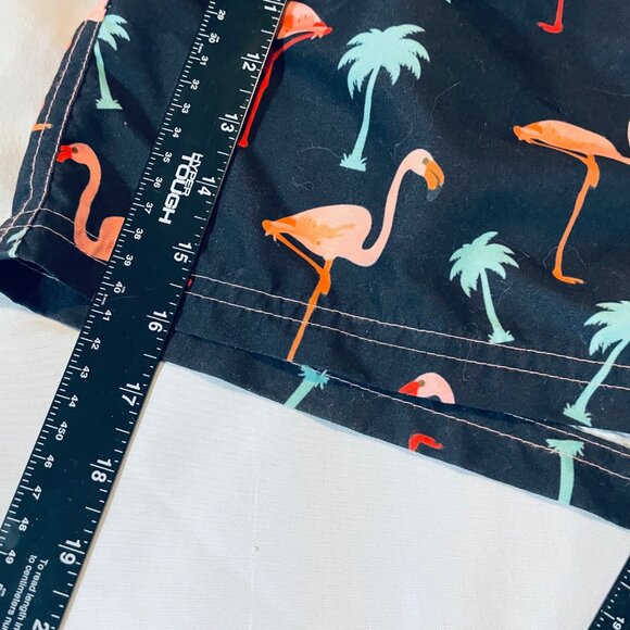Mens Flamingo & Palm Tree Print Swim Trunks XXL Polyester - Picture 6 of 8
